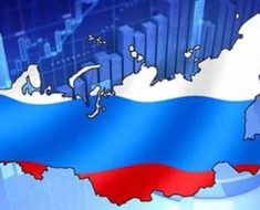 Российский флаг и диаграммы