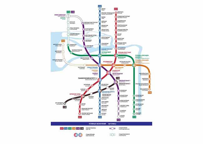 Схема станций Питерского метрополитена